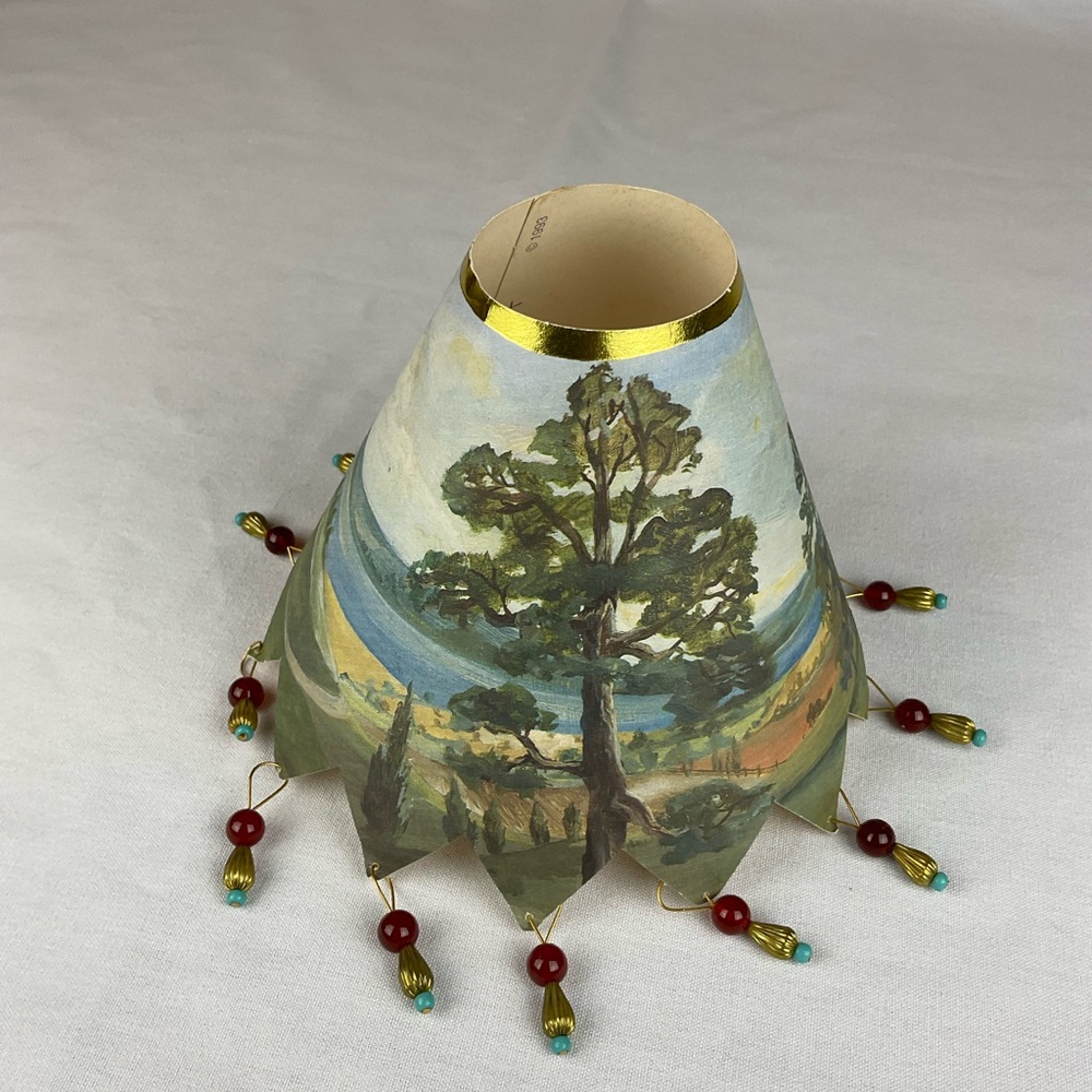 MacKenzie-Childs Scenic Tree Lampshade with Gold Trim
